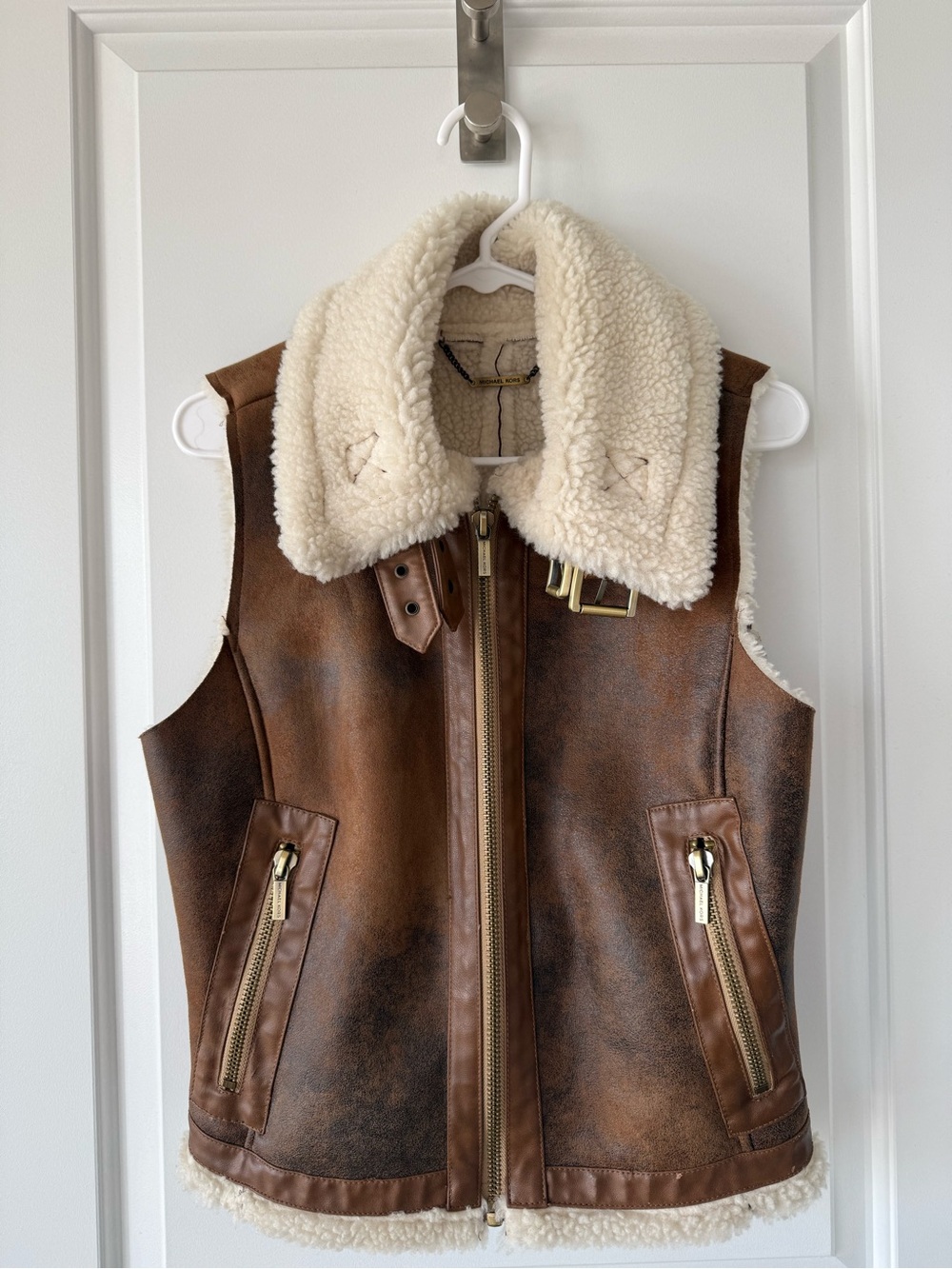 Michael Kors Faux-Shearling Zip Vest (Size Small)